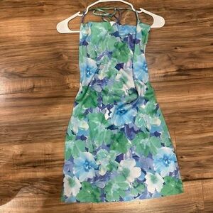 Beginning Boutique Blue and Green Backless Dress